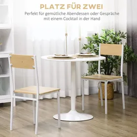 Homcom Runder Küchentisch 80 x 75 x 80 cm Weiß