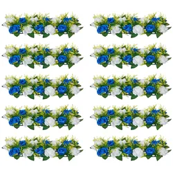 VEVOR 10x Kunstblumen 500x220x120mm Kunstrosen-Arrangement-Bouquet Blau Weiß