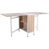 Homcom Klapptisch mit Stauraum natur, weiß 169 x 62 x 75 cm (LxBxH)