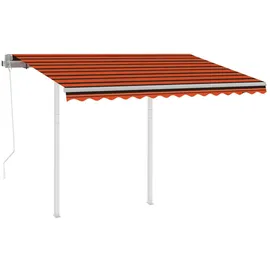 vidaXL Automatisch Gelenkarmmarkise 350 x 250 cm orange/braun inkl. Pfosten 3069930