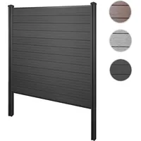 Mendler WPC-Sichtschutz Sarthe, Windschutz Zaun, WPC-Pfosten zum Einbetonieren ~ Basiselement, 195cm anthrazit