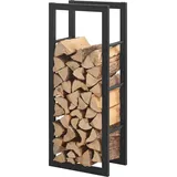 [en.casa] Kaminholzregal Täby Brennholzregal innen außen Metall 40 x 25 x 100 cm Holzunterstand Stapelhilfe für Feuerholz Holzlager Kaminholzständer Schwarz