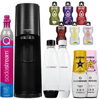 Wassersprudler SodaStream Terra Black + 2 Flaschen, Schwarz/Weiß, 1L + Sirups