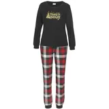 LASCANA Damen Pyjama schwarz-rot-gemustert Gr.44/46