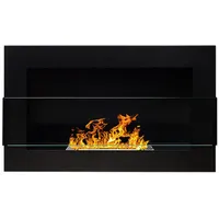 Selsey Astralis - Wandkamin / Bioethanol-kamin Mit Sicherheitsglas, Rechteckig, 65 X 40 Cm (schwarz Mit Struktur)
