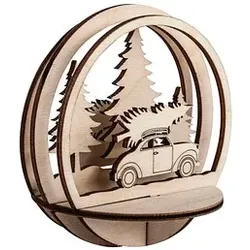 Rayher Bastelholz natur Steckteile Auto mit Baum Ø 9,5 cm