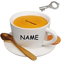 große - Spardose - Kaffeetasse/Teetasse - mit Schlüssel und Schloss - inkl. Name - aus Kunstharz/Polyresin - stabile Sparbüchse - Verschluss - Sparschwein..