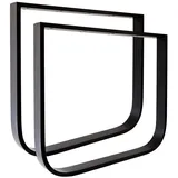 Natural Goods Berlin 2X Tischkufen O-Form Metall Tischbeine Tischgestell höhenverstellbar Möbelkufen rund schwerlast Outdoor U-Modell Industrie Design (B80 x H72cm (Esstisch/Schreibtisch), Schwarz)