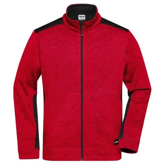 James & Nicholson Strickfleece Jacke JN862" - James & Nicholson Red-Melange/Black 6XL"