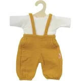 Heless 2415 - Puppenkleidung aus 100% Bio-Baumwolle, 2-teiliges Set mit Latzhose in Honiggelb und weißem T-Shirt für Puppen und Kuscheltiere der Größe 35-45 cm,