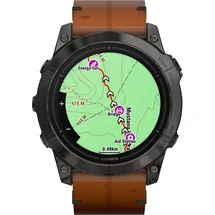 Garmin Epix Pro (Gen 2) Sapphire 51 mm schwarz/carbongrau Titan mit Lederarmband