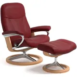 Stressless Stressless® Relaxsessel »Garda«, (Set, Relaxsessel mit Hocker), mit Hocker, mit Signature Base, Größe L, Gestell Eichefarben