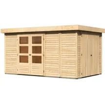 Karibu Retola 6 3,73 x 2,42 m natur inkl. Anbauschrank
