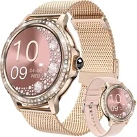 Smartwatch Damen, Smart Watch für iPhone Android Handy, IP68 wasserdichte, mit Herzfrequenz/Schlafüberwachung, Fitness Tracker mit Mehrere Sportm... - Gold