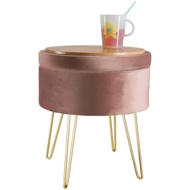 Tectake tectake® Sitzhocker mit Stauraum, rund, gepolstert, in Samtoptik