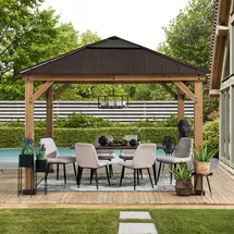 Sunjoy Zedernholz Gazebo pirin in Braun - 336cm x 336cm