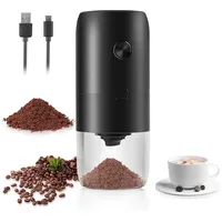 OKWISH Kaffeemühle Kaffee Coffee Mühle Elektrische Mühlen mit Keramik Kegelmahlwerk, 25 W, Keramik Kegelmahlwerk, 25 g Bohnenbehälter, mit Einstellbarer Grobheit Tragbare Wiederaufladbare Coffee Grinder schwarz