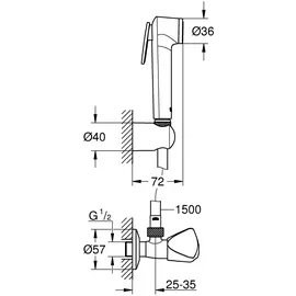 Grohe Tempesta-F Trigger Spray 30 m Brauseh + Absperrventil, 1500mm, chr