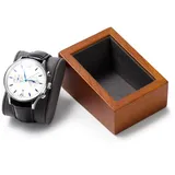 Papten Retro-Stil Uhrenbox aus Holz, Uhren Aufbewahrungsbox Uhrenhalter Uhrenkasten mit Uhrenkissen Massivholz Uhrenbox (Dunkelgrau)