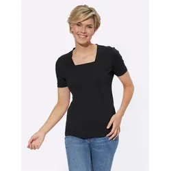 Kurzarmshirt CASUAL LOOKS "Shirt", Damen, Gr. 54, schwarz, 100% Baumwolle, unifarben, eckiger Ausschnitt, Kurzarm, Shirts