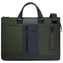 Piquadro Brief 2 Aktentasche RFID Schutz Leder 42 cm Laptopfach  grün