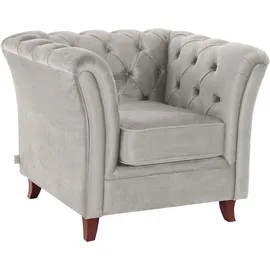 Home Affaire Chesterfield-Sessel HOME AFFAIRE "Reims Cocktailsessel, Sessel", grau (hellgrau), B:98cm H:76cm T:88cm, Samtoptik (100% Polyester), Sessel, mit echter Chesterfield-Knopfheftung, hochwertige Verarbeitung
