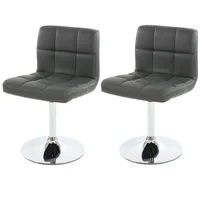 Mendler 2er-Set Esszimmerstuhl Drehstuhl Stuhl Kavala Kunstleder Chrom ~