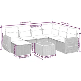 vidaXL Gartensofa-Set 8-tlg. schwarz