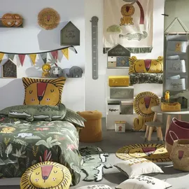 la factory Kinderhocker LE ROI DE LA JUNGLE Ø 24 cm Kiefer lackiert grün