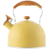 Dubbulon 2.5L Flötenkessel Zum Wasserkochen - Retro Kettle Wasserkessel Aus Rostfreiem Edelstahl, Teekessel Für Holzgriff, Teekessel Für Den Herd, Wasserkocher Für Tee Kaffee, Pfeifender Teekessel