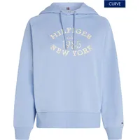 Tommy Hilfiger Curve Kapuzensweatshirt TOMMY HILFIGER CURVE "CRV REG VARSITY HOODIE" Gr. 54, blau (hellblau) Damen Sweatshirts Große Größen