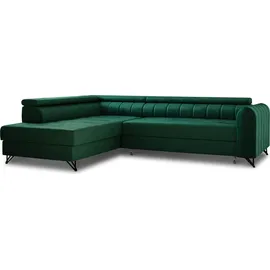 Sofnet Ecksofa mit Schlaffunktion und Bettkasten, Wohnlandschaft mit einstellbare Kopfstützen, Couch, Sofa, Bettsofa, Schlafsofa Grün (Kronos 19)...