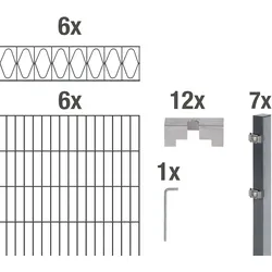Doppelstabmattenzaun ALBERTS "Eleganz", grau (anthrazit), H:160cm, Stahl, Zaunelemente, anthrazit, Höhe: 100-160cm, Gesamtlänge: 10-20m, zum Einbetonieren