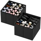 SpaceAid Schuhbox faltbare Schuh-Organizer (Körbe, Boxen mit verstellbaren Trennwänden, 2 St), Schuh-Organizer für 16–32 Paar schwarz