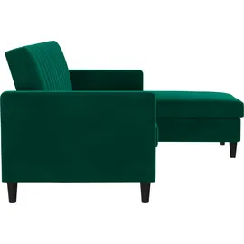 dorel home Ecksofa mit Bett-Funktion und Stauraum. beidseitig montierbar Rückenlehne 2-teilig 3-fach verstellbar, grün