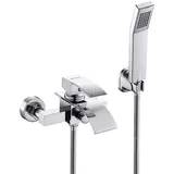 BONADE Badewannenarmatur mit Handbrause, Wannenarmatur mit Brause mit Wasserfall Auslauf, Mischbatterie Badewanne Armatur inkl. Wandhalterung, Badewannenarmatur Wasserfall, Wandmontage - Chrom