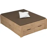 Rauch Stauraumbett RAUCH "Aditio", braun (struktureichefarben hell), B:146cm H:50cm L:208cm, Betten, Stauraumbett, ohne Kopfteil, inklusive Schubkästen