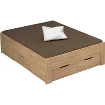 Rauch Stauraumbett RAUCH "Aditio", braun (struktureichefarben hell), B:146cm H:50cm L:208cm, Betten, Stauraumbett, ohne Kopfteil, inklusive Schubkästen