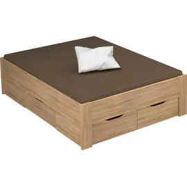 Rauch Stauraumbett RAUCH "Aditio", braun (struktureichefarben hell), B:146cm H:50cm L:208cm, Betten, Stauraumbett, ohne Kopfteil, inklusive Schubkästen