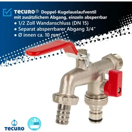 tecuro Doppel-Auslaufhahn 1/2 Zoll Messing matt verchromt
