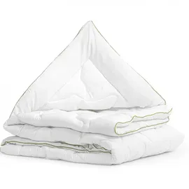 nyvi Bettdecke DreamScience Bamboo 240x200 cm 2er Set - Steppdecke mit Bambusfasern - Hautsympathisch, Atmungsaktiv, Kühlend - Bambus Decke ideal ... - Weiß