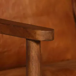vidaXL 2-Sitzer-Sofa Leder mit Akazienholz Braun