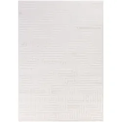 Teppich Kurzflor 3D-Reliefdesign Polypropylen Wohnzimmer Creme Rechteckig 160x230 | Kadima Design