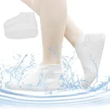 ACTOYS Silikon Regenüberschuhe, 1 Paar Wasserdichte Überschuhe mit Antirutschsohle, Regen Schuhüberzieher, Wasserdichte Schuhüberzieher Silikon für Regen, Schneetag, Schlammige Straßen (Weiß, XL)