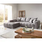 DeLife Eckcouch Mikrofaser 3-Sitzer Grau