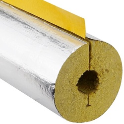 Steinwoll-Rohrschalen alukaschiert für Rohr 28 mm - Dämmschichtdicke 34 mm - geschlitzt - selbstklebend - Länge 1 m - 100% GEG
