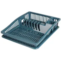 URBAN LIVING Sonoma Geschirrkorb mit Tablett, 38,5 x 31 x 8 cm, Zitadel, Blau