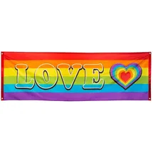 Boland 44727 - Deko-Banner Regenbogen Love, Größe 74 x 220 cm, Dekoration, CSD, Karneval, Mottoparty