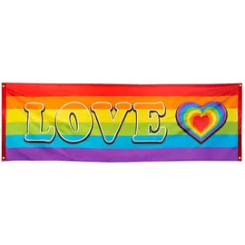 Boland 44727 - Deko-Banner Regenbogen Love, Größe 74 x 220 cm, Dekoration, CSD, Karneval, Mottoparty