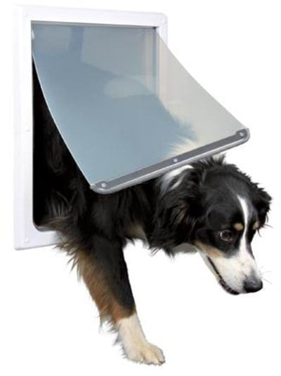 2-Way dog flap with tunnel M-XL: 39 × 45 cm white